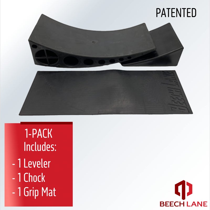 Beech Lane Camper Leveler 1 Pack - Precise Camper Leveling, Includes One Curved Leveler, One Chock, and One Rubber Grip Mat, Heavy Duty Leveler Works for Campers Up to 35,000 LBs, Patented - Image 2